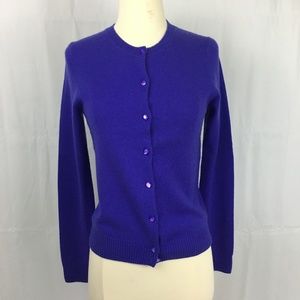 J. Crew 100% Cashmere Royal Purple Cardigan S